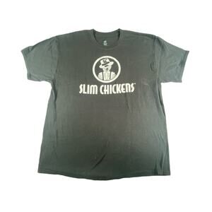 Slim Chickens Shirt Mens XL Black Employee Graphic Tee Slims Hanes ComfortSoft